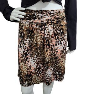 Attention Abstract Leopard Print Pleated Skirt Smocked Waist